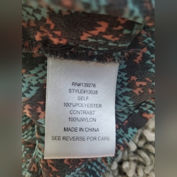 Bundle Only: Daniel Rainn Women S Sleeveless Boho Chiffon Split Teal Print Top.‎ - Picture 10 of 10